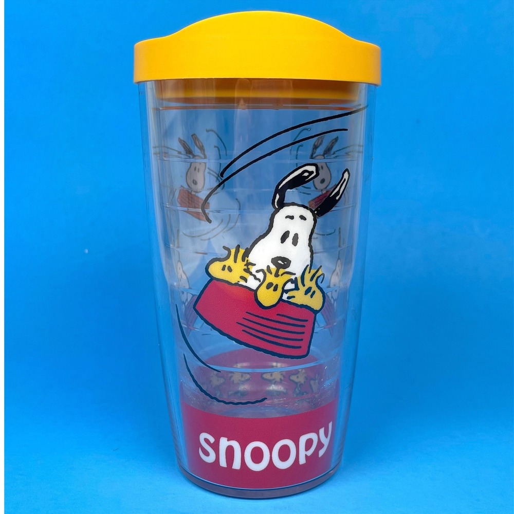 Tervis Peanuts Snoopy Tumbler Red Yellow Insulated 16oz Travel Cup Woodstock